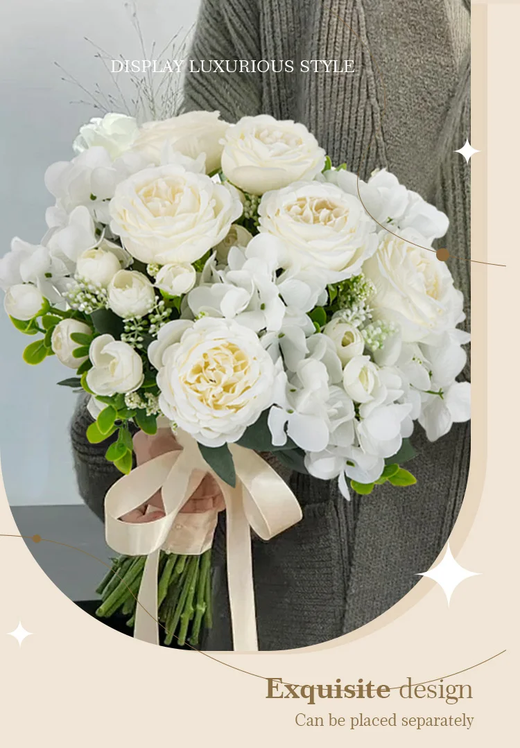 Künstliche Blumen Seiden-Hortensien Pfingstrosen Hochzeitskranz Brautstrauß Valentinstag Heim Zimmer Tisch Outdoor Garten DIY Geschenke Günstig – Detail 1