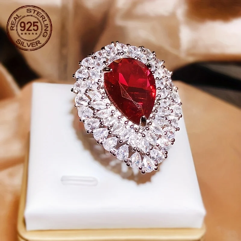 

Элегантные и голубино-красные дизайнерские кольца из серебра 925 пробы, женские роскошные кольца из белого золота с цирконом, модные ювелирные изделия, подарок