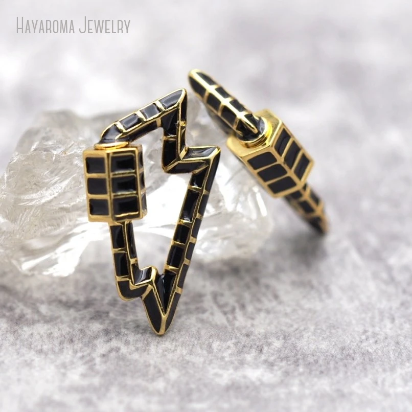

5Pcs Gold Color Black Enamel Metal Screw Hooks Copper Jewelry Findings & Components Accessory Clasps