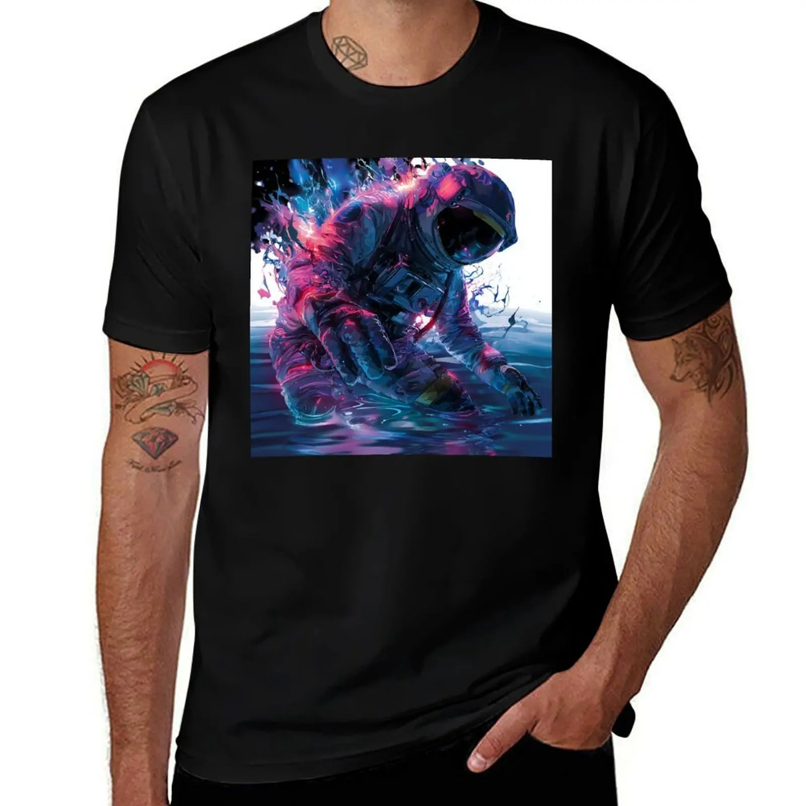 

Neon Descent – Astronaut in the Rift T-Shirt plus size clothes heavyweights Clothing men tshirt