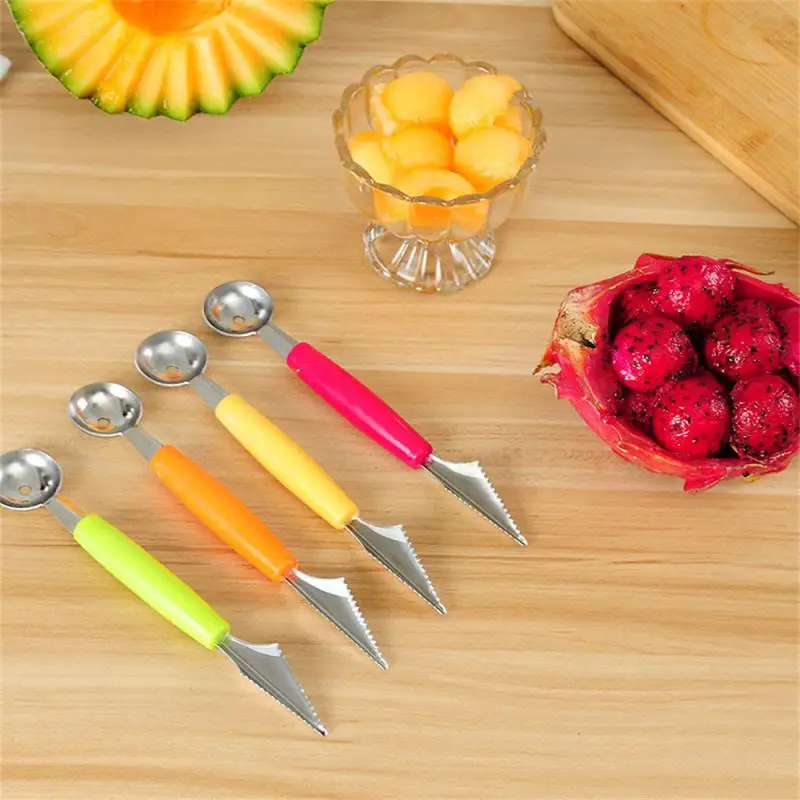 Double-headed Fruit Digger Multi-functional Stainless Steel Digging Spoon Water Ripple Carving Knife Ice Cream Watermelon Diggin