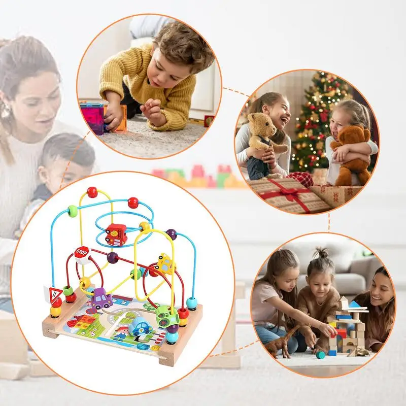 Jouets de labyrinthe de perles pour enfants, montagnes russes en bois pour tout-petits, piste mentaires orielle, table de jeu pour garçons