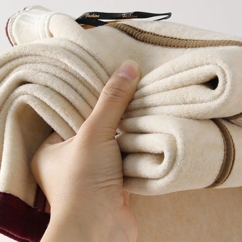 Vendita calda inverno signora pile pantaloni casual ragazze classici pantaloni a vita alta in peluche moda donna pantaloni termici quotidiani