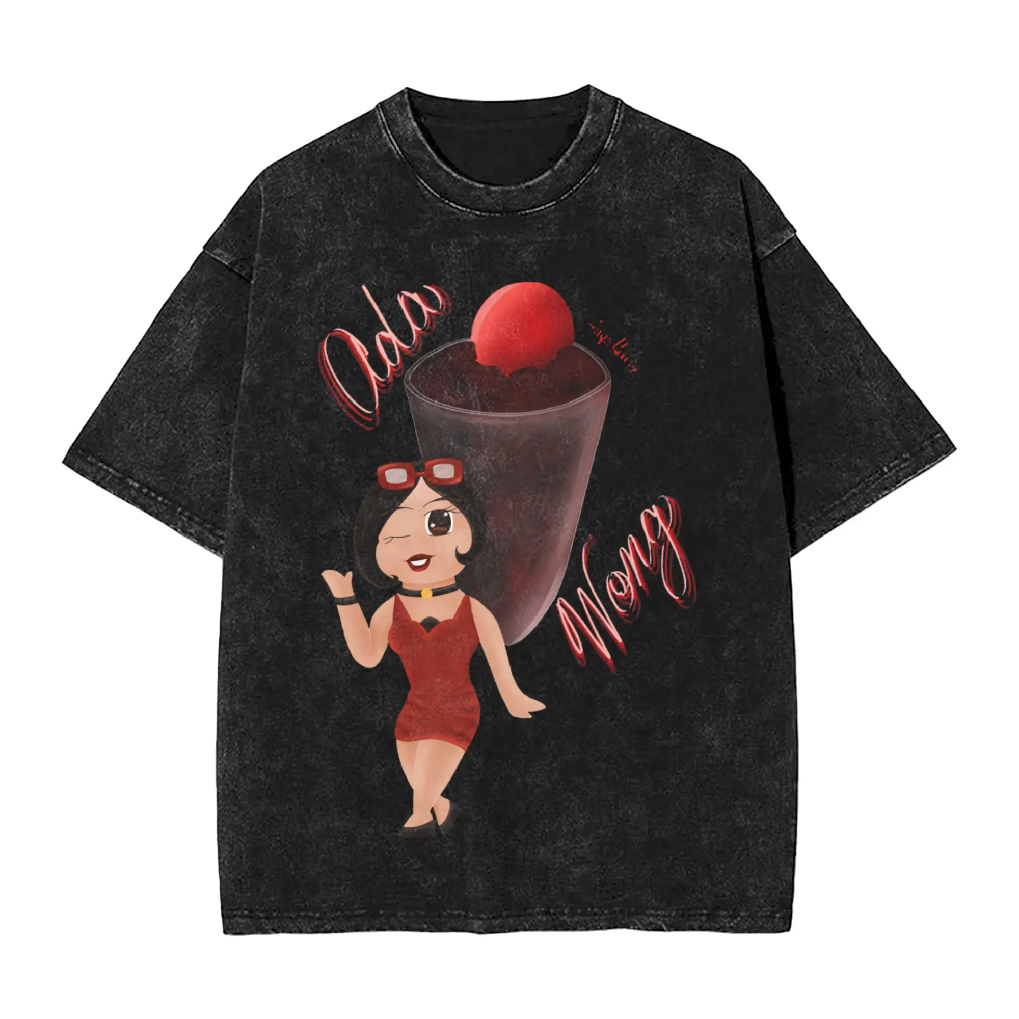Ada Wong Red Dress T-Shirts Men Residents Evil Cool Pure Cotton Tees Round Neck Short Sleeve T Shirts Gift Idea Clothes