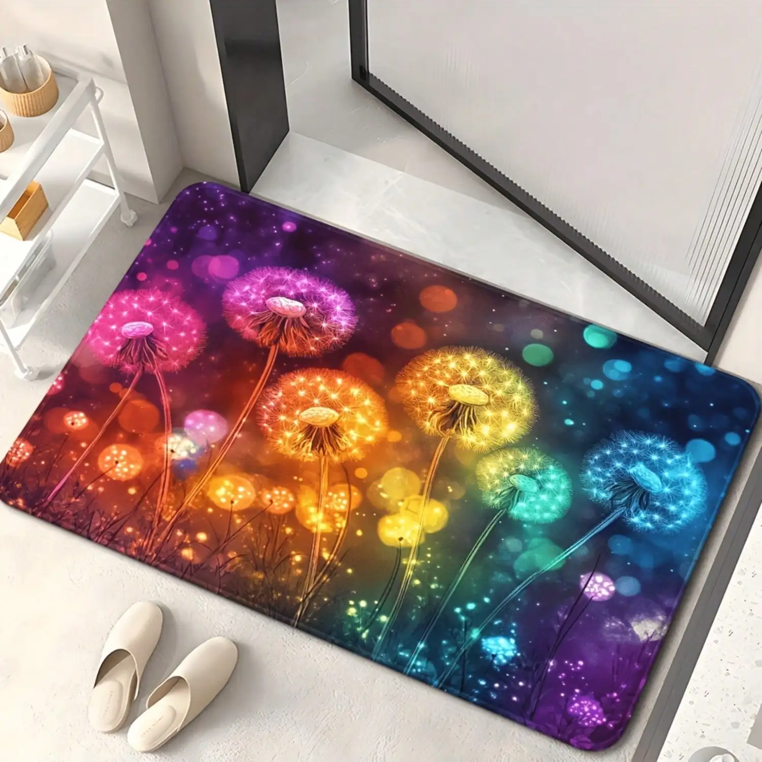 2D Flat Printing Outdoor Doormat - 1pc, A Stunning Dandelion Design With High-Definition Printing, Suitable For Outdoor Use And Featuring A Non-Slip Surface.