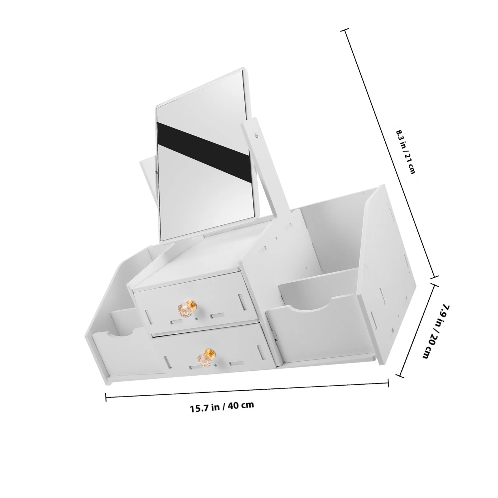 صندوق منظم مرآة المكياج متعدد الوظائف مكون من 3 أدراج لتخزين مستحضرات التجميل والمجوهرات والحمام المكتبي #2