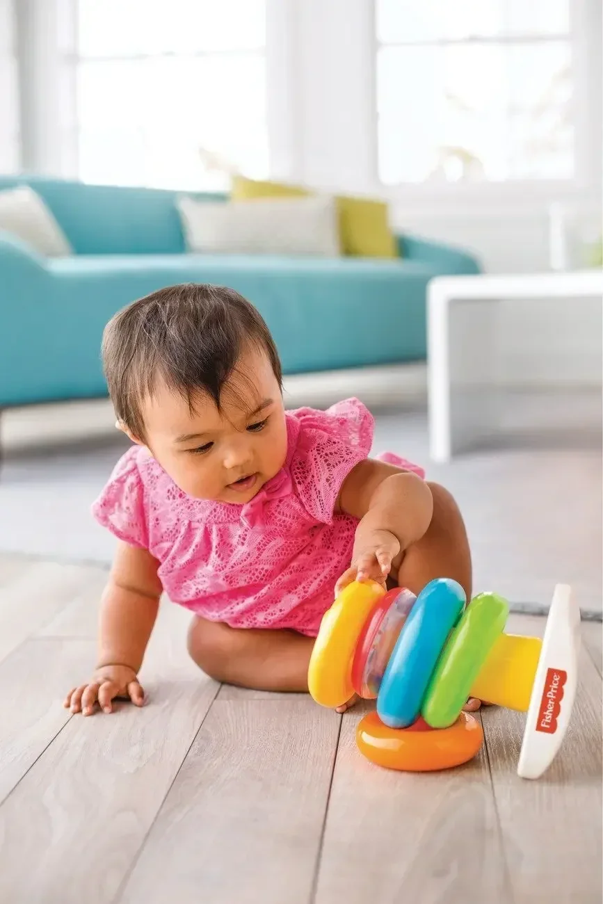 Jouets empilables pour bébés de 0 à 36 mois, tour arc-en-ciel, anneau d'apprentissage brillant, hochet rock-a-stack