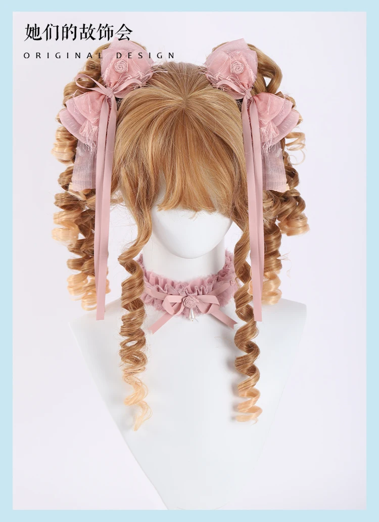 Jirai Kei Accessories Handmade Sweet Cyan Pink Accessories Female Lolita Handmade Bow Hair Accessories Hair Pins and Clips Woman