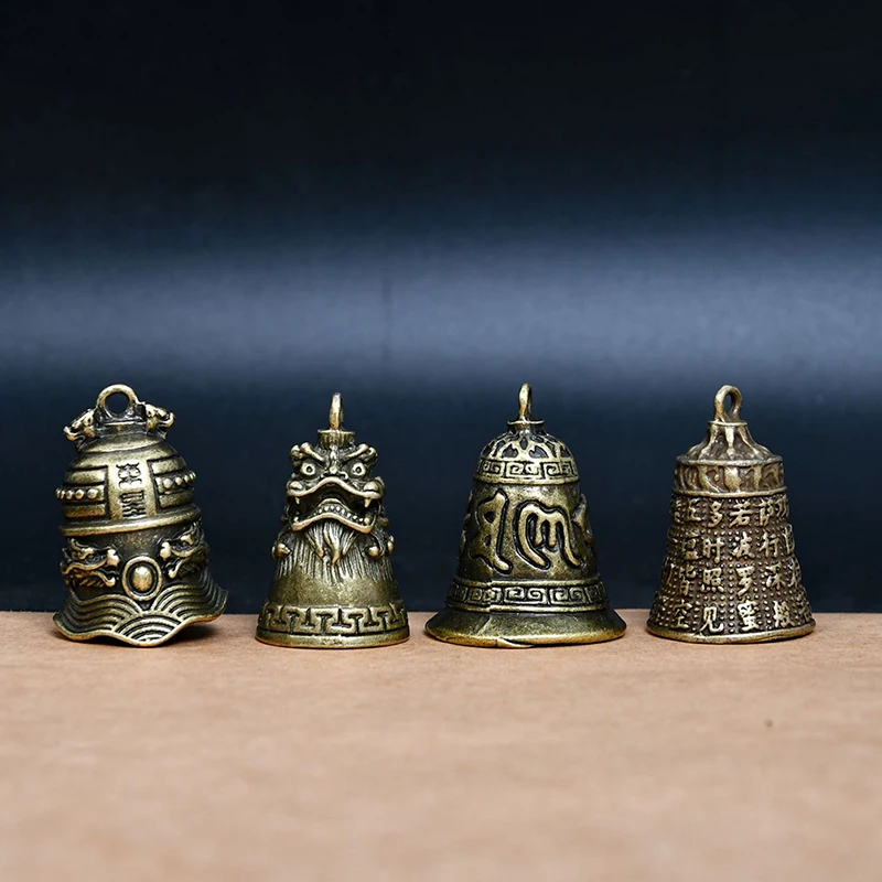 Bell Sculpture Antique Bell Mini Brass Copper Sculpture Pray Guanyin Bell Invitation Buddha Buddhism Guanyin Bells Home Decor