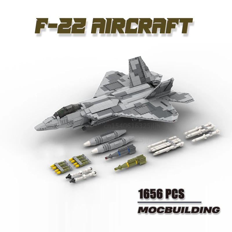 Moc bloco de construção lutador F-22 tecnologia tijolos aeronaves diy modelo montagem brinquedos das crianças do miúdo presente natal