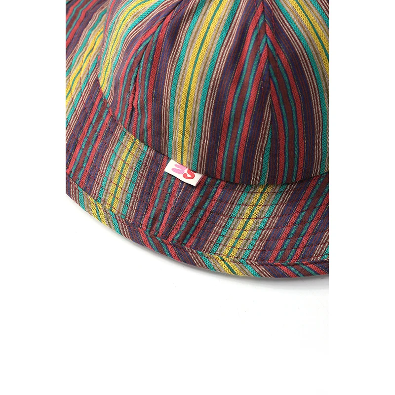 ELFSACK 2025 Autumn New Arrival Casual Stripes Color Block Bucket Hat Round Crown Drawstring Sun Hat for woman