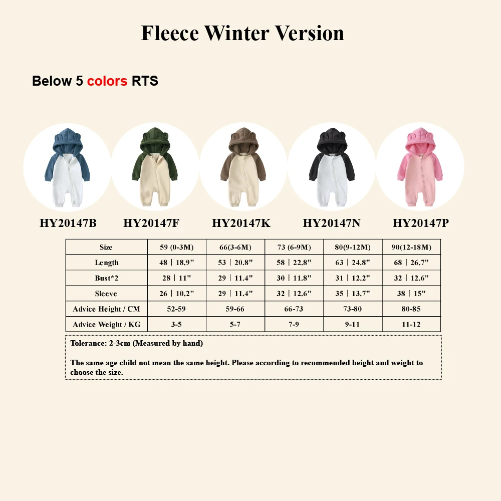 Cute Newborn Cotton Clothes Bear Ear Romper Soft Warm Zip-Up Hooded Bodysuit with Colorblock Sleeves Autumn Winter Baby Clothing