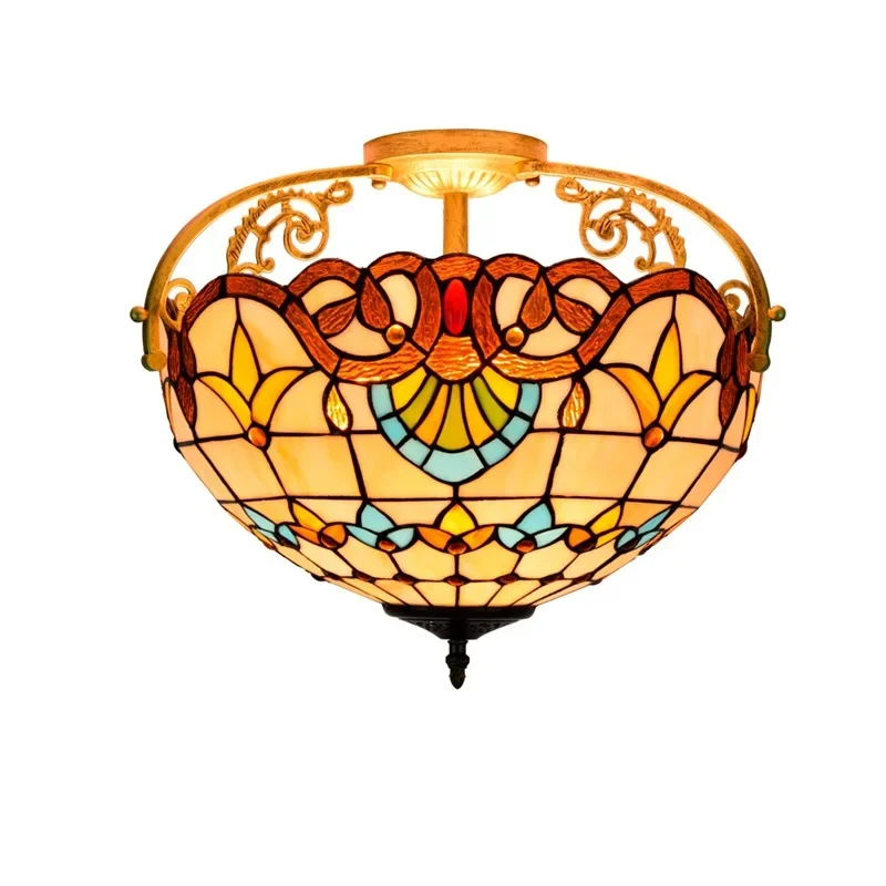 

40CM Baroque Stained Glass Dining Room Bedroom Aisle Corridor Glazed Ceiling Light