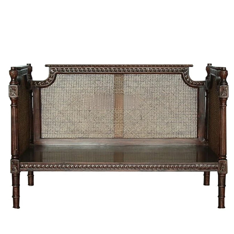 Southeast Asian Style Solid Wood Rattan Sofa Club Furniture