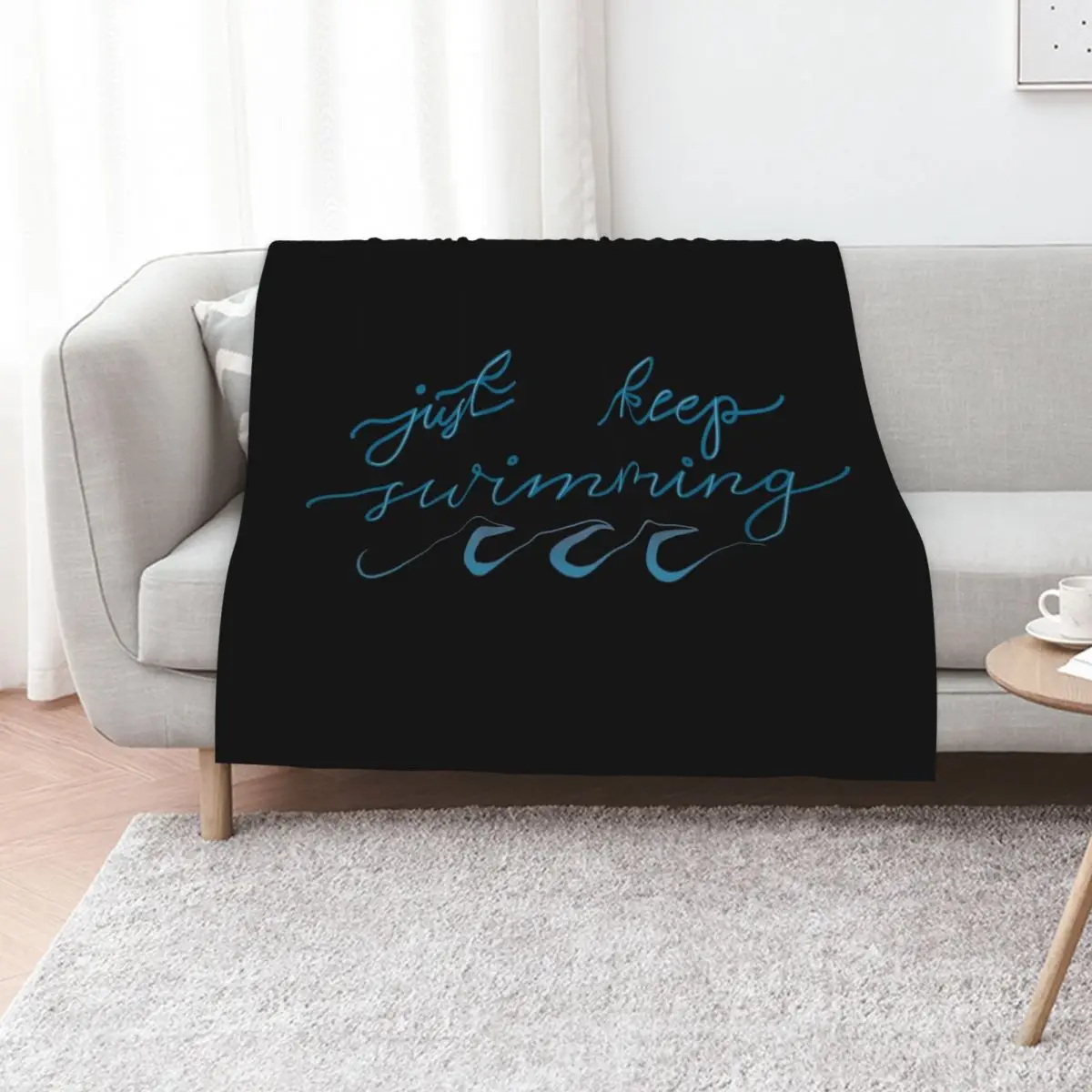 

Just Keep Swimming Script Lettering Throw Blanket Thermals For Travel Beach warm winter Soft Big Blankets