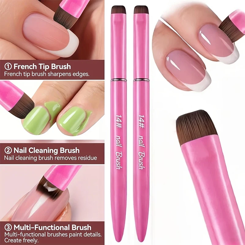 2 Stück 3-in-1-Nagelbürste für französische Maniküre, mit multifunktionalem Bürstenkopf – feine Nagelbürste, geeignet für Gel- und Acrylnägel, für eine präzise Reinigung. – Detail 8