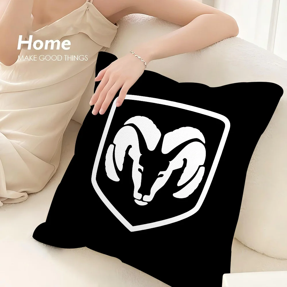 D-Dodges 車のロゴ枕カバーソファ装飾ホーム両面プリントぬいぐるみ正方形スロー枕カバークッション装飾カバー