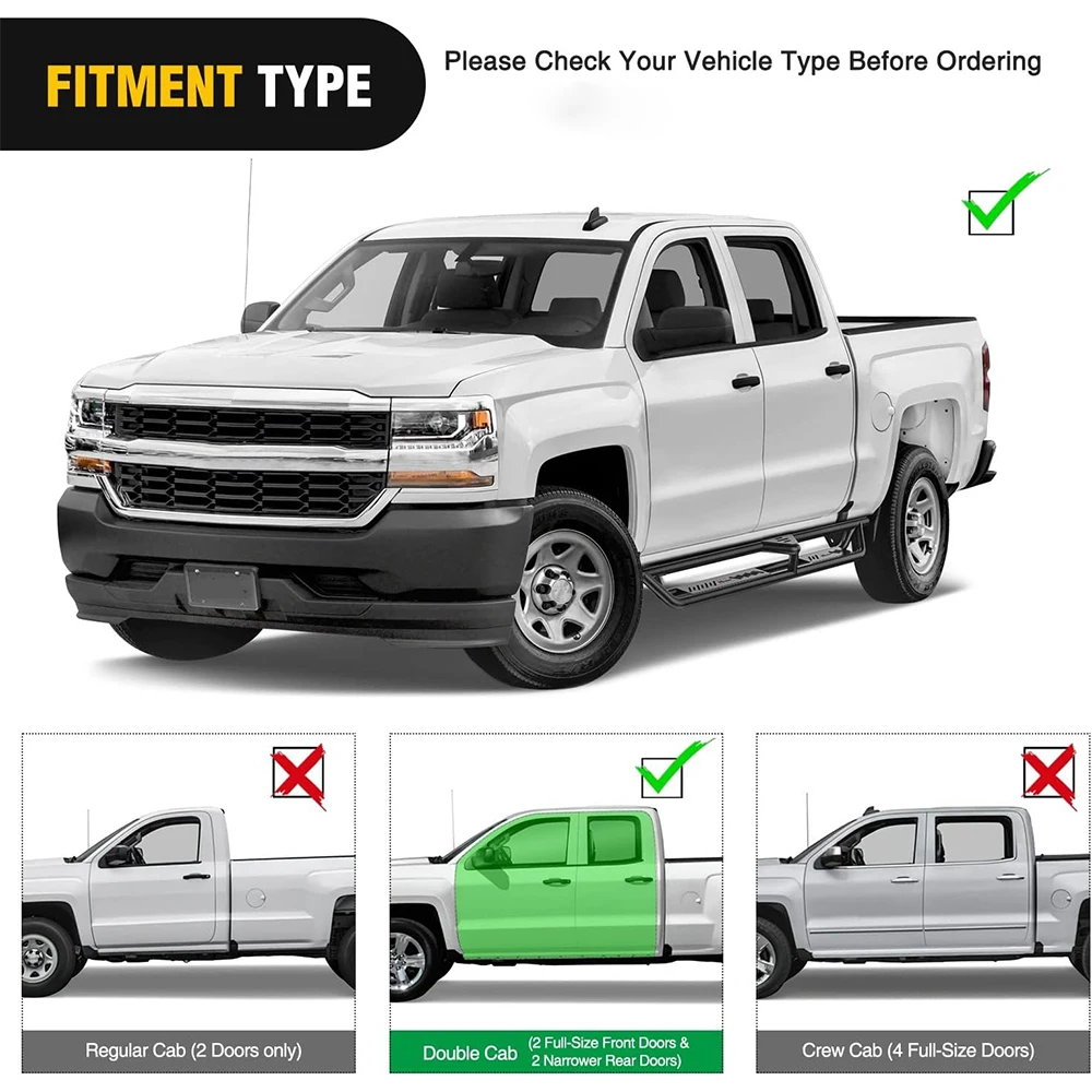 Running Boards for 2007-2018 Chevy Silverado/GMC Sierra for 2007-2019 Chevy Silverado/GMC Sierra 2500HD 3500HD Side Step