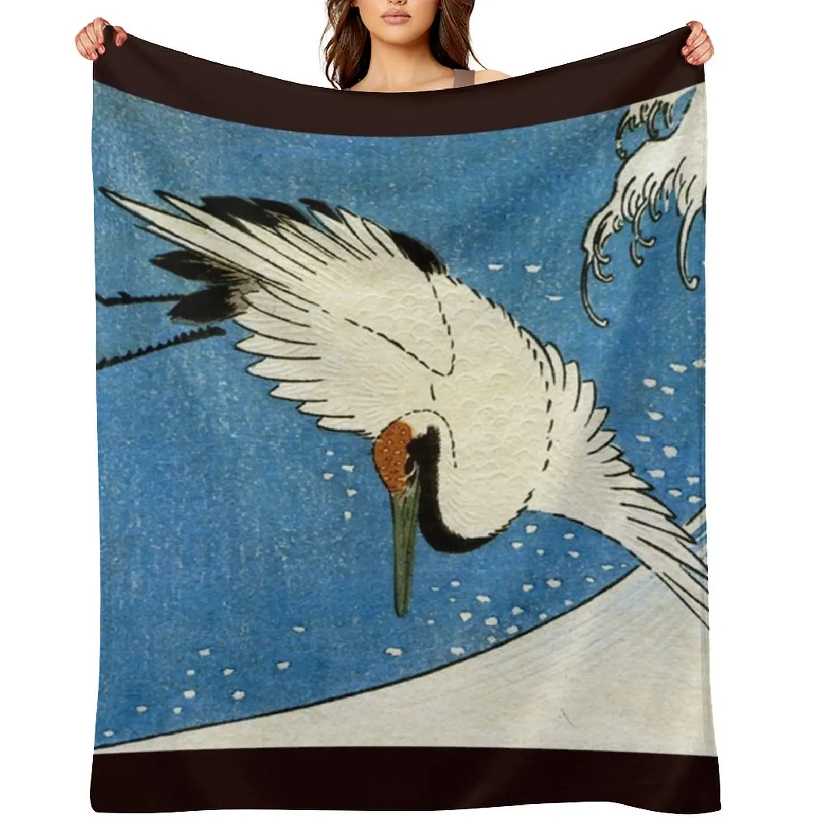 

Favourite Artist - Crane & Wave - Hiroshige Throw Blanket Moving Giant Sofa Sofas Blankets