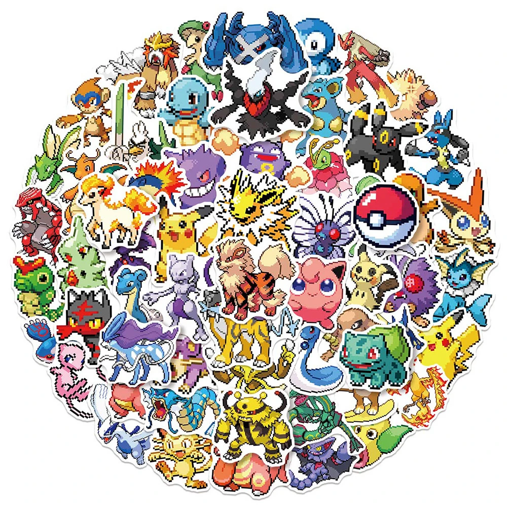 10/30/50 Stück Pixel-Stil Pokemon Graffiti Aufkleber Klassische Anime-Sticker DIY Notizbuch Kühlschrank Koffer Niedliche Pikachu Cartoon-Sticker – Detail 2