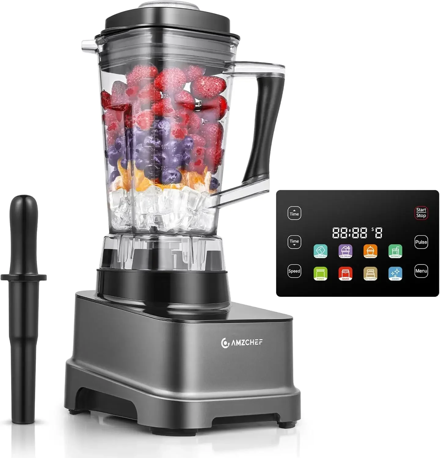 8-IN-1 Professional Blender, 2000 W Commercial Blenders for Kitchen with Timer, Innovative LED Touch Panel with 8 Preset Program