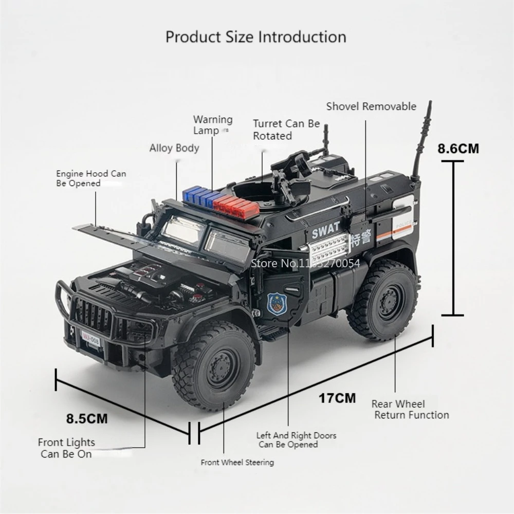 1/32 gepanzerte Auto Modell Spielzeug Druckguss Legierung spezielle Polizei Fahrzeug Sound Licht zurückziehen hohe Simulations modelle dekorative Geschenke