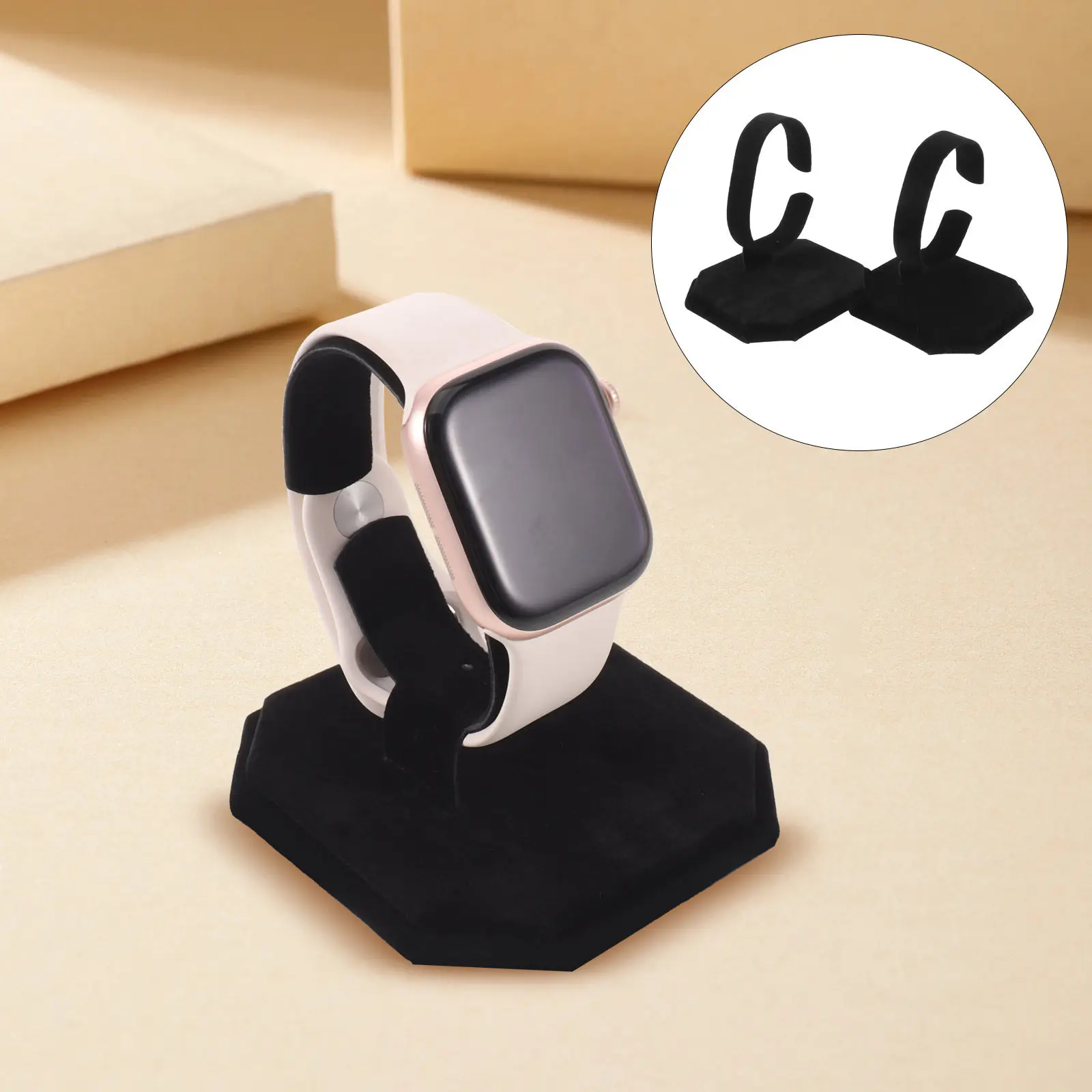 2Pcs Compact Retractable C Shape Watch Display Stand Small Space Saving Wrist Watch Holder for Collection Photography Store Home