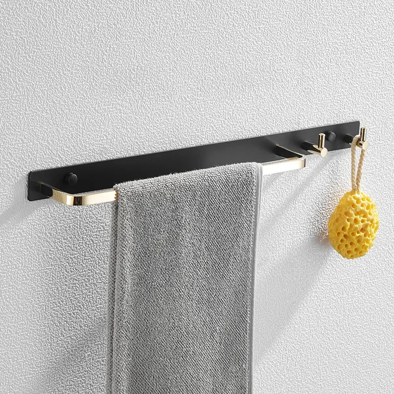 Bathroom non-perforated rack, toilet black goldhook, toilet bat holder, shelf rail hook