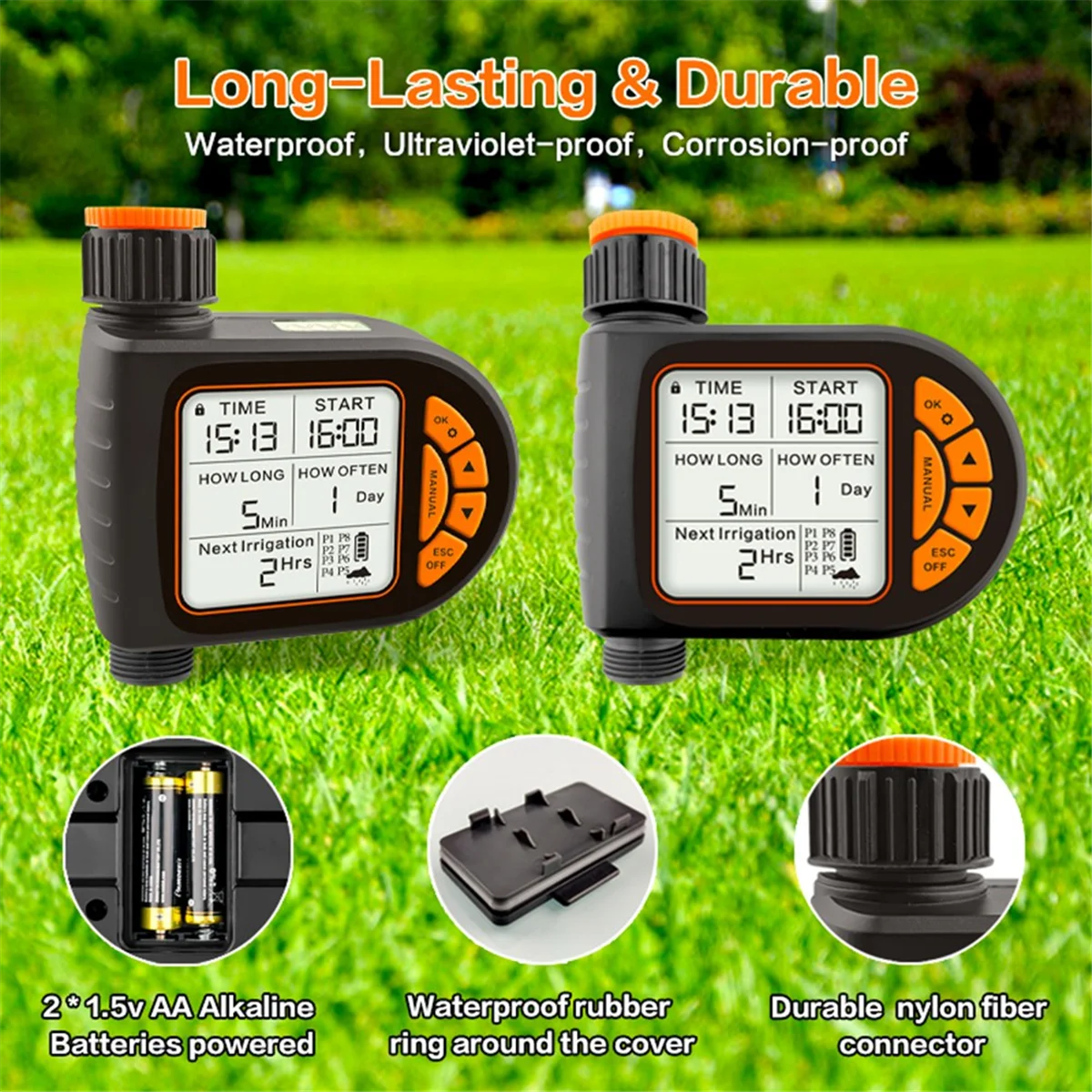 New LCD Display Water Timer Waterproof IP65 Home Garden Irrigation Rainfall Timer Automatic Controller System