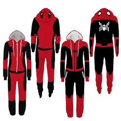 Winter Men Women Deadpool Spiderman Onesies Superhero Pajamas Cosplay Costumes Warm Sleep Lounge Jumpsuit Party Costume