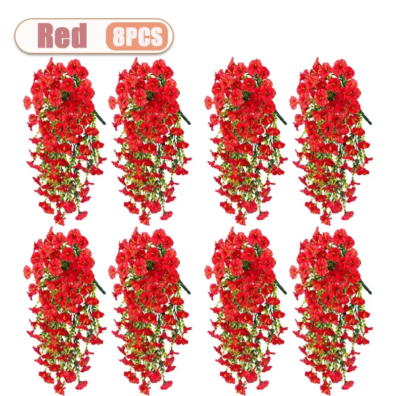 2-8PCS Indoor Outdoor Kunstmatige Morning Glory Muuropknoping Faux Bloemen Home Decor Tuin Bloemstuk Decoraties