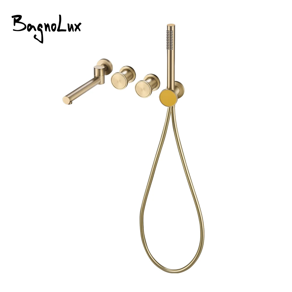 

Handheld Shower Faucet Set Knurled Knobs Spout & Hand Shower 2 Ways Shower Set Bathroom Mixer Hot & Cold Shower Tap Rotate Spout