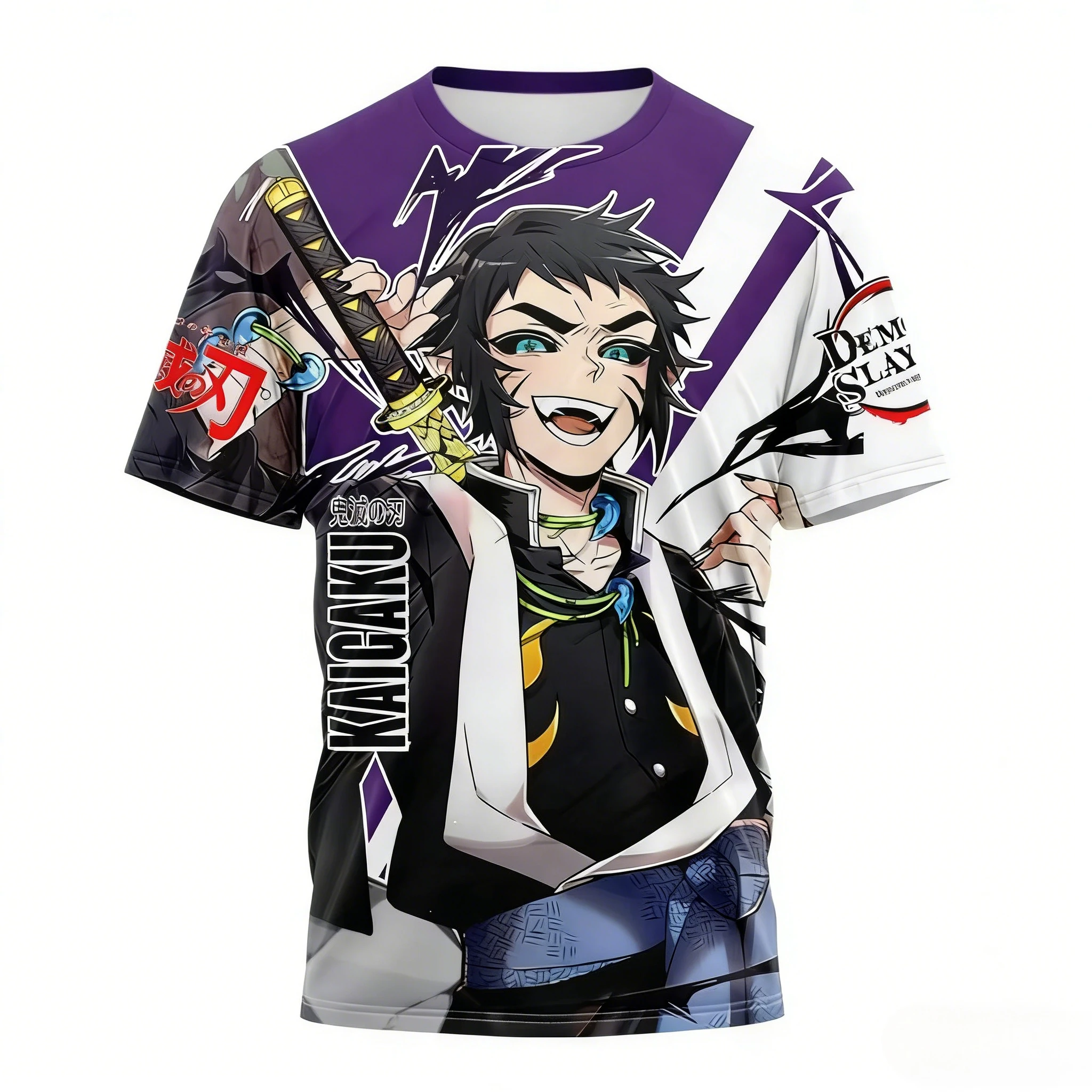 

2026 New Demon Slayer Kaigaku T Shirt For Men Women 3D Print Anime Graphic Tee Short Sleeve Round Neck Casual Streetwear Tops