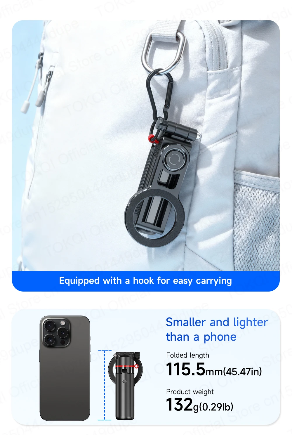 Magnetischer Handyhalter Mini-Selfie-Stick Stativ mit 360°-Einstellung Kabelloser Bluetooth-Fernbedienung für iPhone Android-Telefon Vlog-Aufnahmen – Detail 19