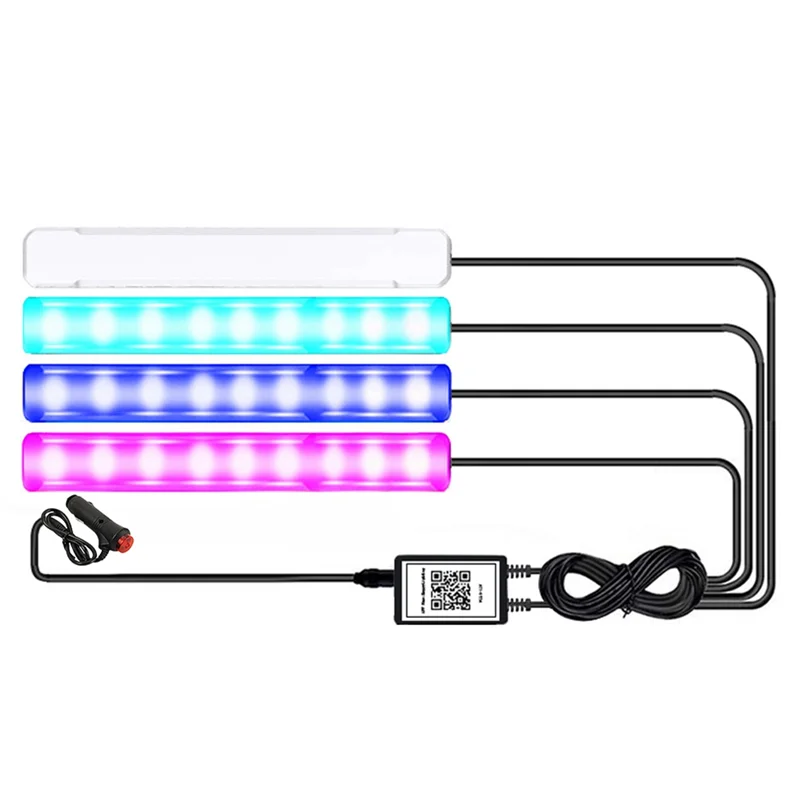 

Car LED Lights Interior Smart With App Control, RGB Car Lights With Music And DIY Mode, 2 Lines Design With Car Charger