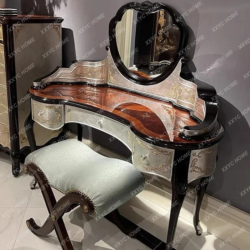 mahogany foil dresser  engraved paint painted  makeup table