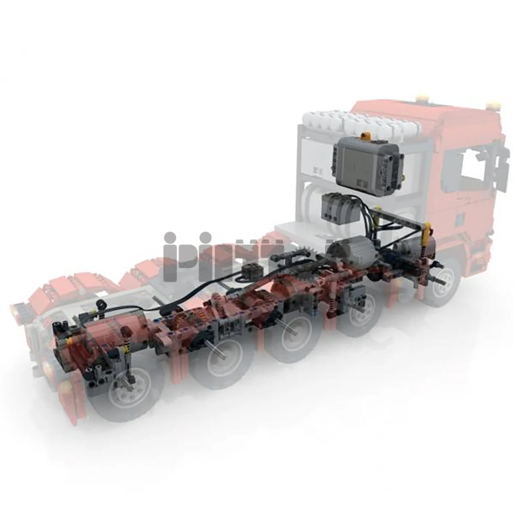 Moc-37157 Scania รถบรรทุกวิศวกรรม10x4 3958ชิ้นคำอธิบายทางอิเล็กทรอนิกส์ตัวต่อประกอบเทคโนโลยี