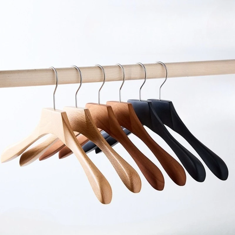 Boutique Beech Suit Hanger Wide Shoulder Clothes Rack Non Slip Solid Wood Coat Holder Professional Clothes Organizer for Shop