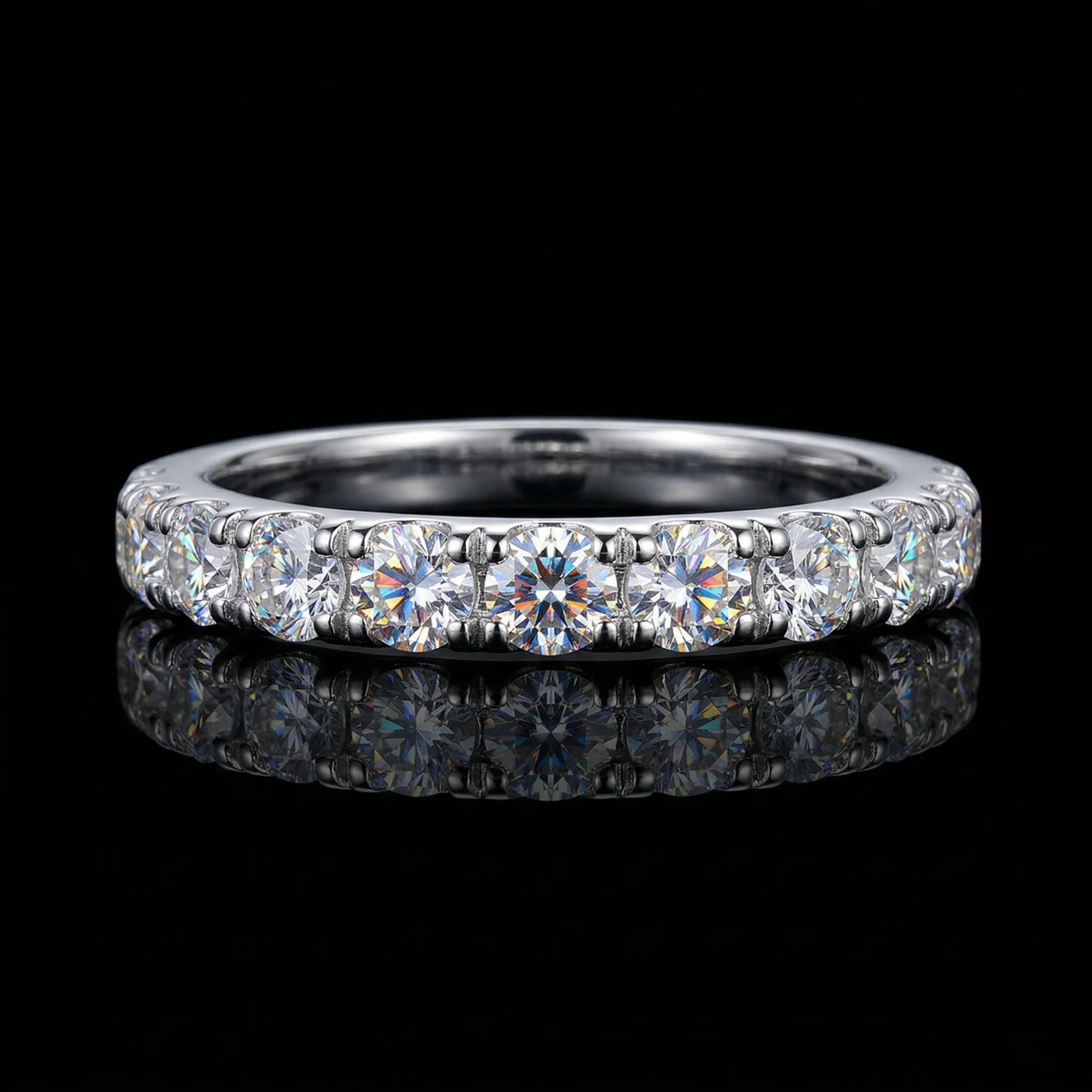 

Кольцо с муассанитом, серебро 925 пробы, цвет D, чистота VVS1, однорядное паве, унисекс, для комбинирования, парное кольцо, с сертификатом