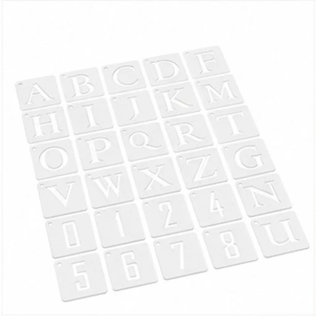 36Pcs Kids Alphabet Number Stencils Set Safe Non Toxic Educational Drawing Templates for Hand Painting Craft Art Projects on