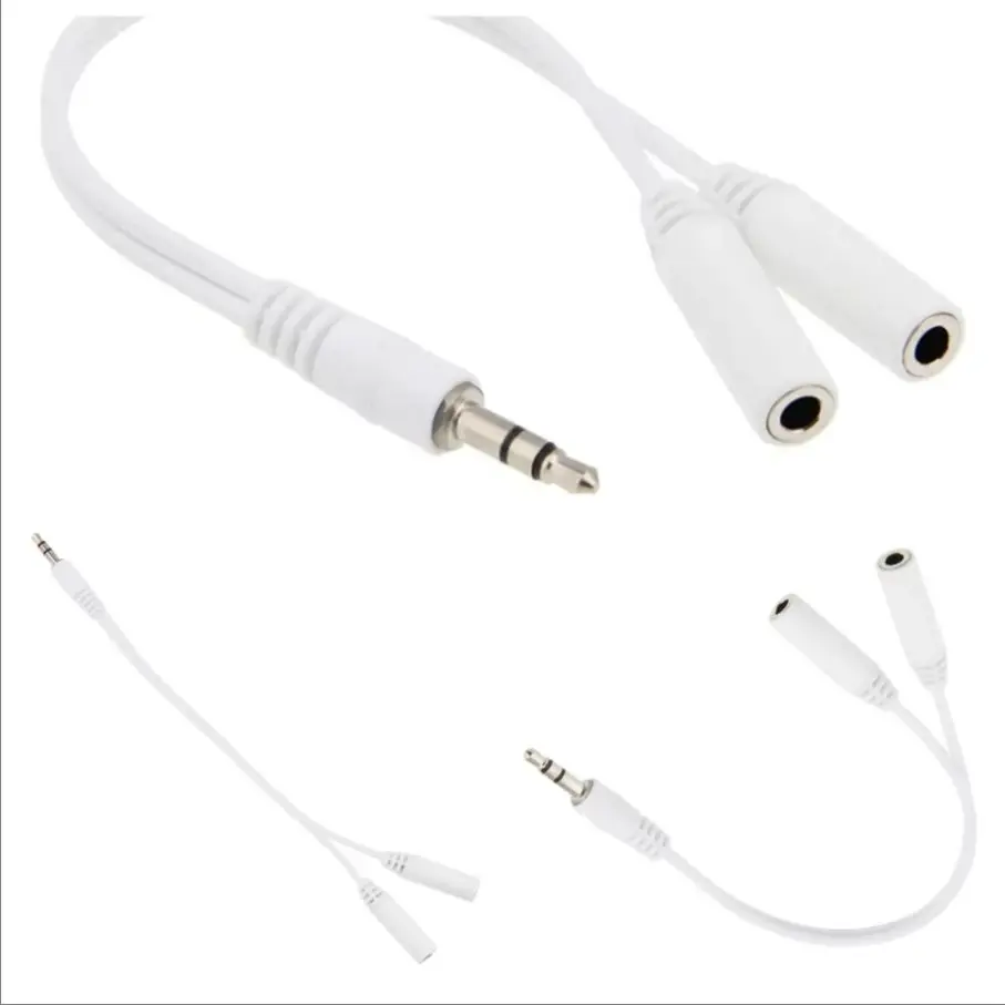 

50pcs 3.5mm Male to Dual 2 Female Stereo Y Splitter Audio Extension Cable For Headphone Phone Computer Aux Wire Cord