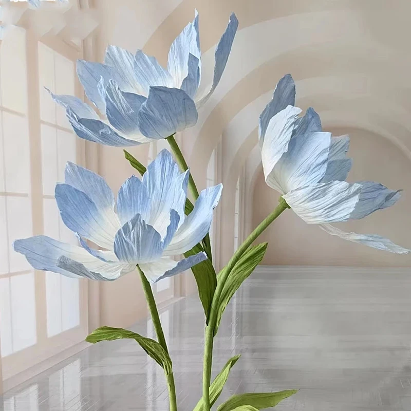 1Pc/3pcs Handmade Water Lily Paper Flower Head Artificial Wedding Road Leading Flower Marriage Decor Stage Window Display Lotus