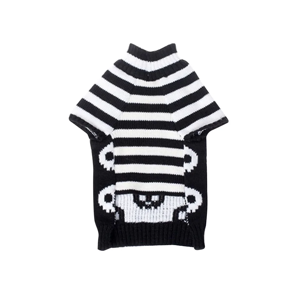 

Dog Sweater Halloween Skull Stripe Warm Winter Autumn Pet Clothes Size L Cute Puppy Clothing Pet Sweater Warm Dog Clothes
