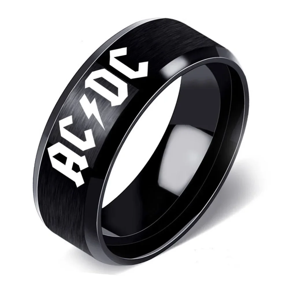 Stainless Steel Ad Dc Ring Rock Band Logo Titanium Steel Ring Men's Punk Simple Jewelry