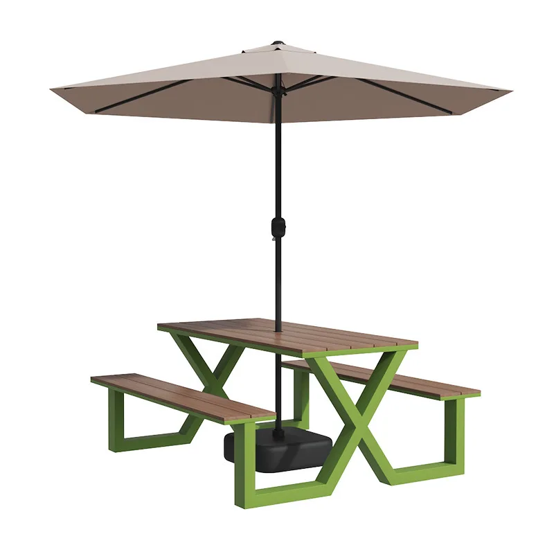 

DSA outdoor open-air wrought iron solid wood tables and chairs outdoor garden public places plastic wood tables and chairs with