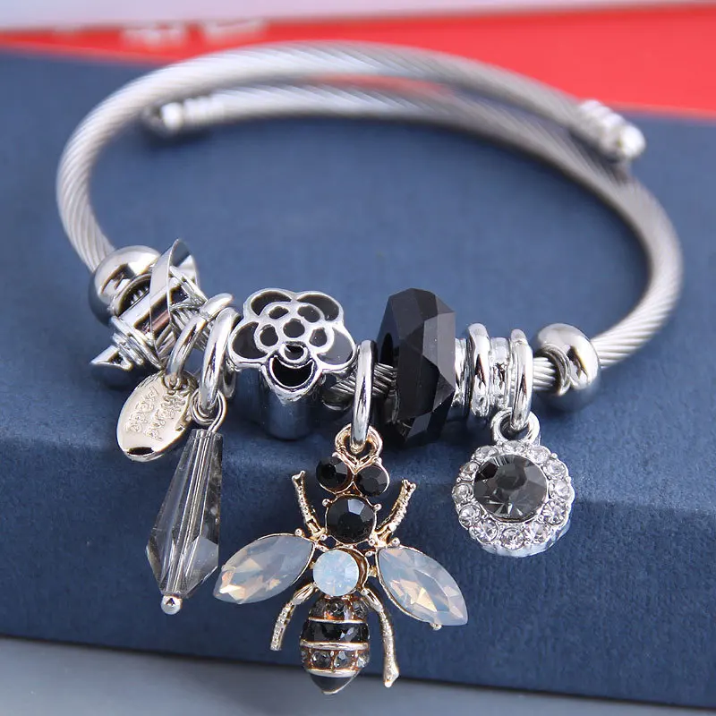 Bee Butterfly Bracelet For Women Cuffs Stainless Steel Bracelet Set Fashion Jewelry Accessories