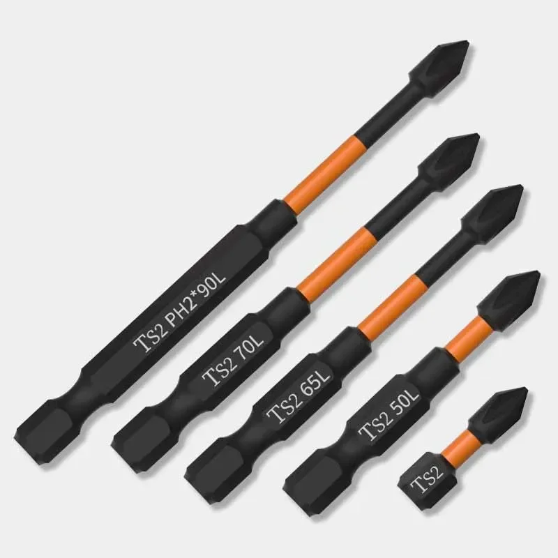 4/5/6PCS Orange S2 Impact Strong Magnetic Anti Slip 25-150mm Electric Hand Drill Cross Screwdriver Bit Electric Tool Accessory