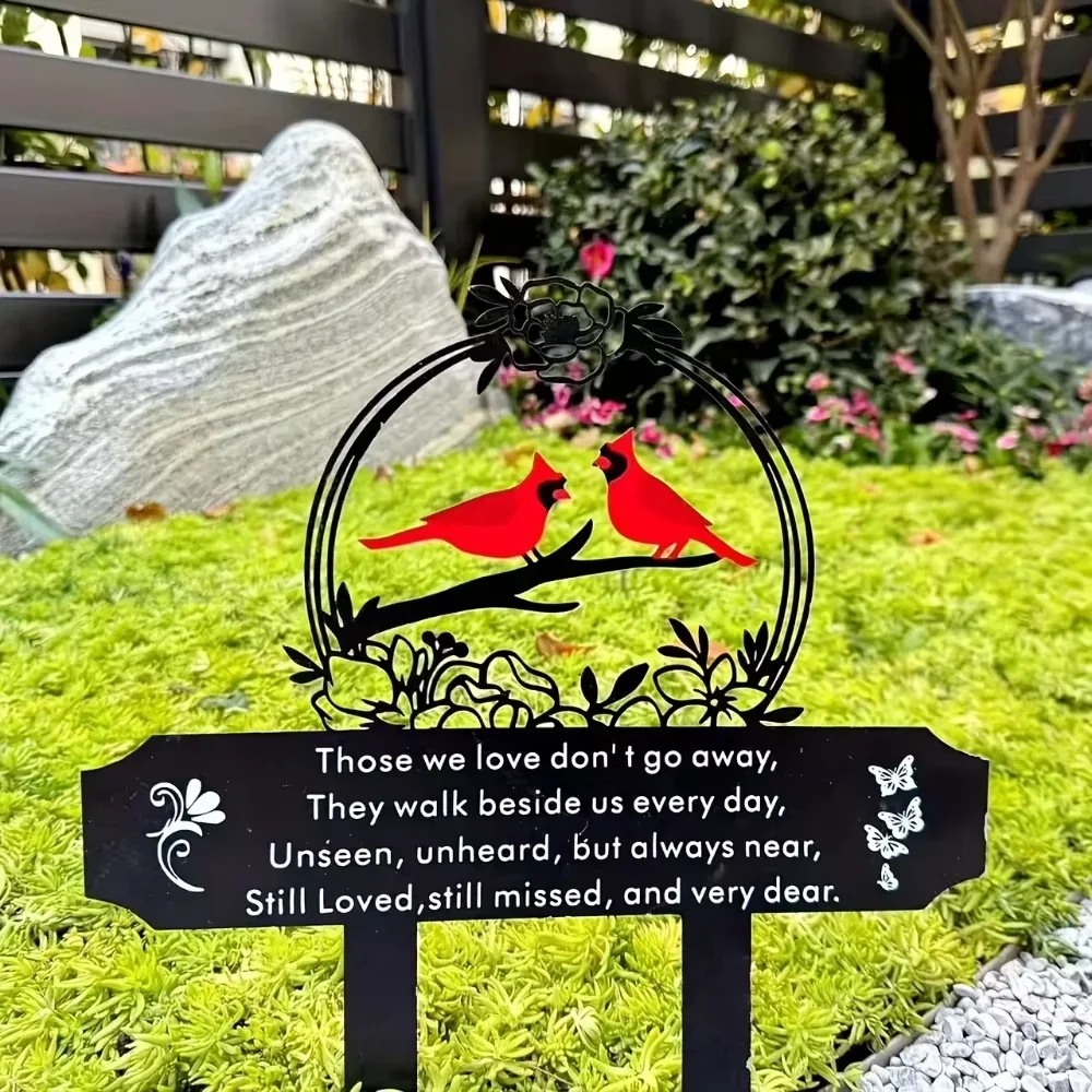 

Alluring 1pc Memorial Plaque Stake - Cardinal Birds Garden Stake, a Touching Cemetery Decoration