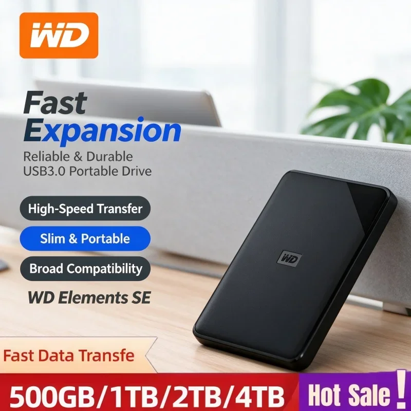 WD Elements USB 3.0 External Hard Disk 1TB 2TB 4TB 5TB 2.5" Portable HDD High Speed Data Storage Drive For PC Notebook Computer
