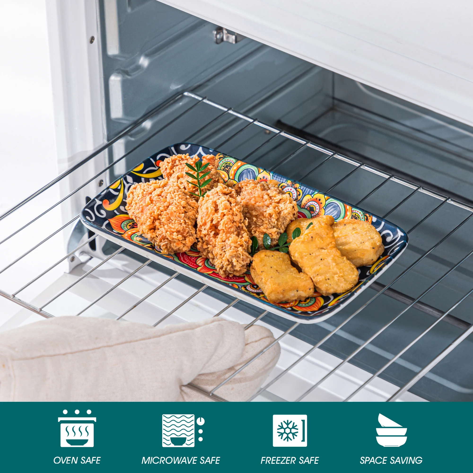 فانكاسو 6/12 قطعة أطباق تقديم مستطيلة من البورسلين بوهيمية 8.5 بوصة طقم أطباق عشاء لحم البقر/الطعام/المعكرونة/المعكرونة 6 أشخاص #4